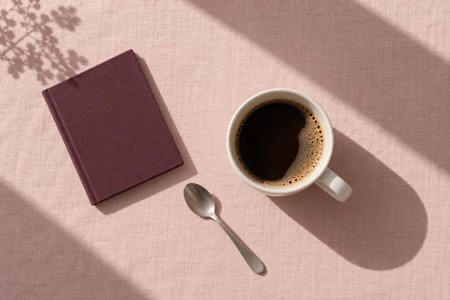 Generated design preview of coffee on pink linen