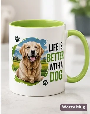 Life is Better with a Dog caricature mug