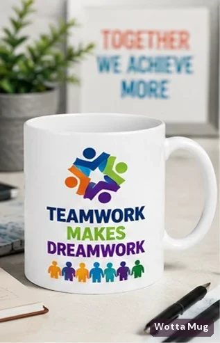 Teamwork Makes the Dreamwork custom business mug