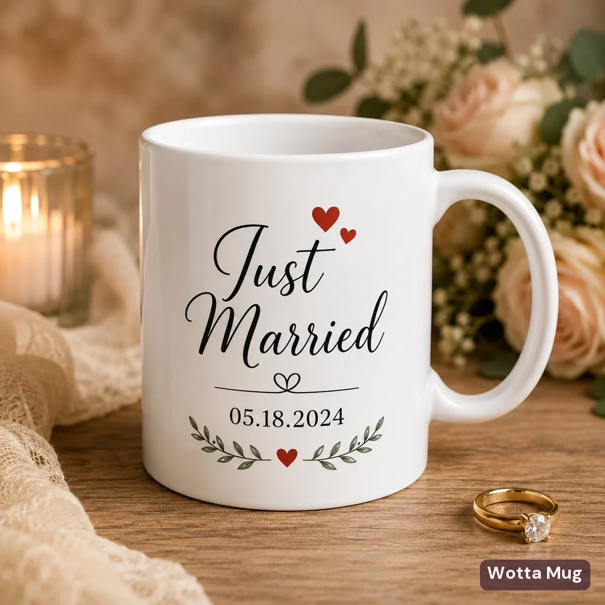 Personalised wedding keepsake mug example