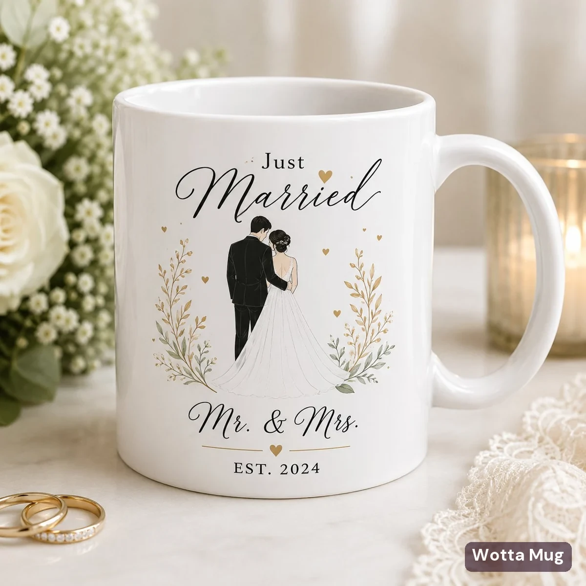 Custom wedding favour mugs — bulk order, Gold Coast