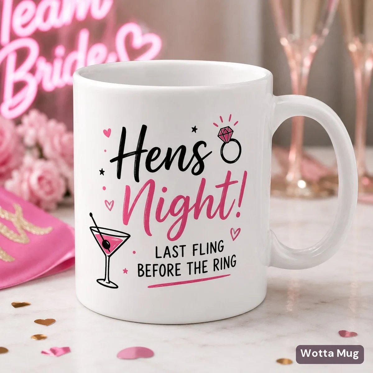 Custom bucks and hens party mugs — funny personalised prints