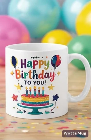 Happy Birthday custom mug — white