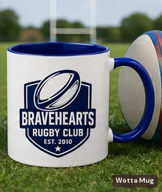 Bravehearts Rugby Club custom mug — dark blue