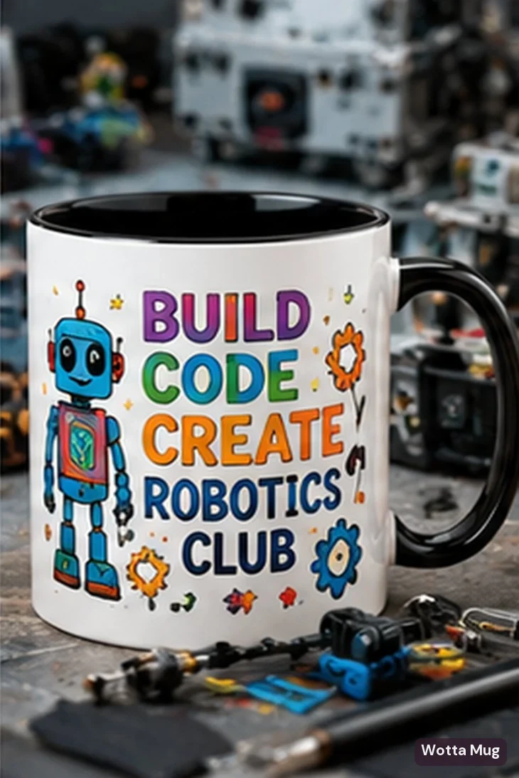 Robotics Club custom school mug — black